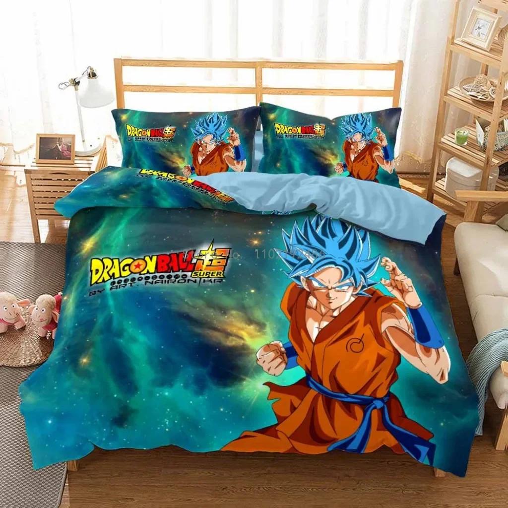 2D Print Anime Dragon Ball Super Saiyan Son Goku Duvet Cover Bedding Set Double Twin For Kids Bedclothes Quilt Cover Gi