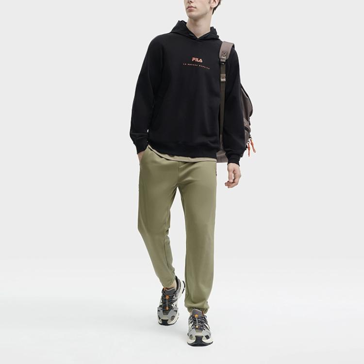 Fila Official 2023 Winter New Hooded Sweatshirt Knitted Casual Top Men Tops Black F11M349210F-BK