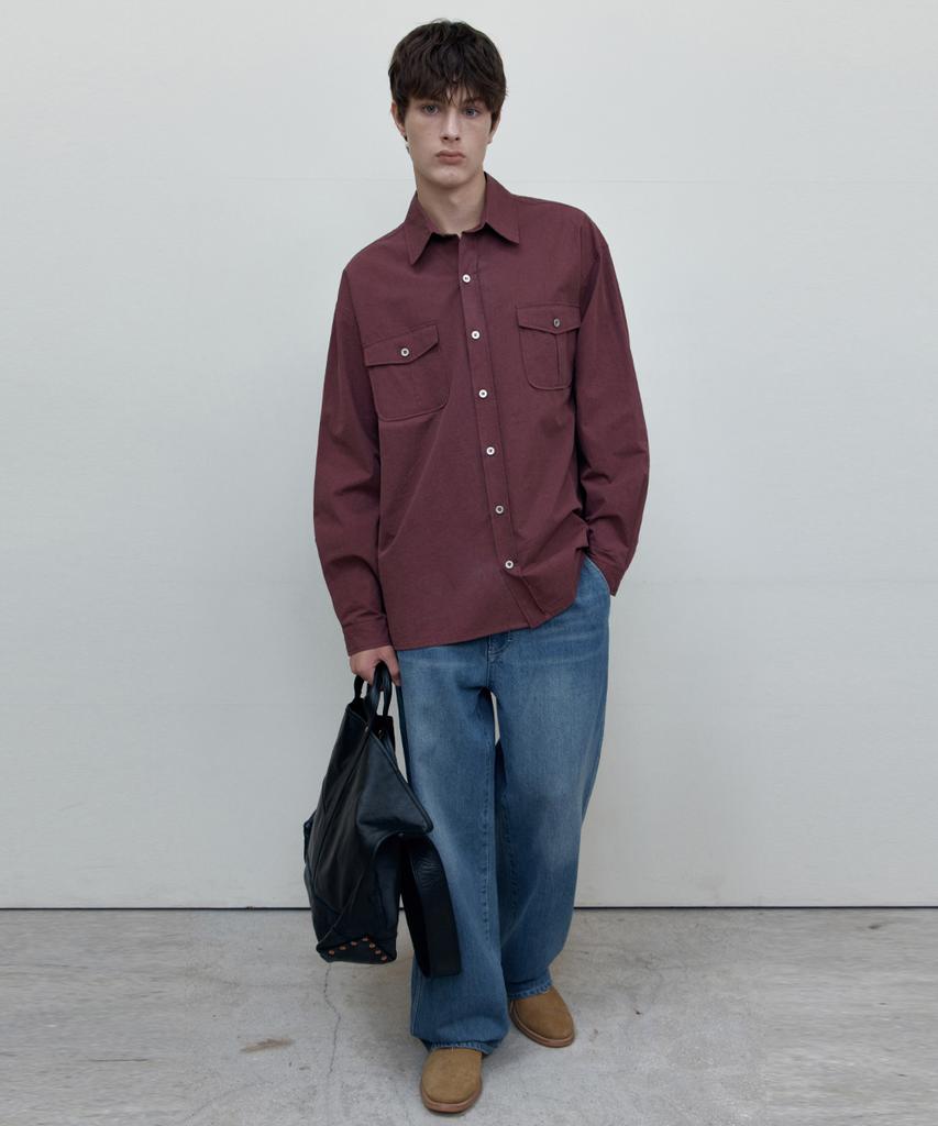 WEDNESDAY OASIS Work Cotton Shirt_Burgundy(Wb6Sh13)