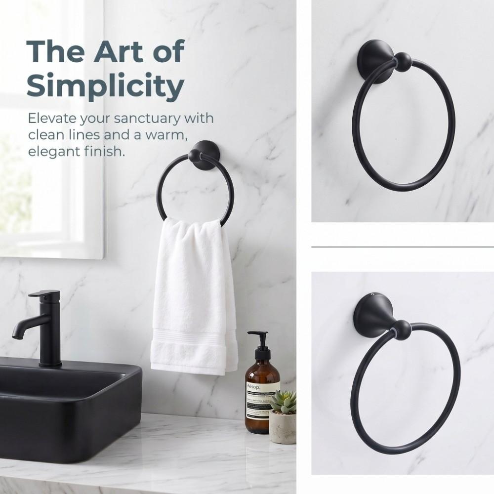 Black Towel Ring Stainless Steel Towel Rack Hand Towel Holder Bathroom Kitchen Washroom
