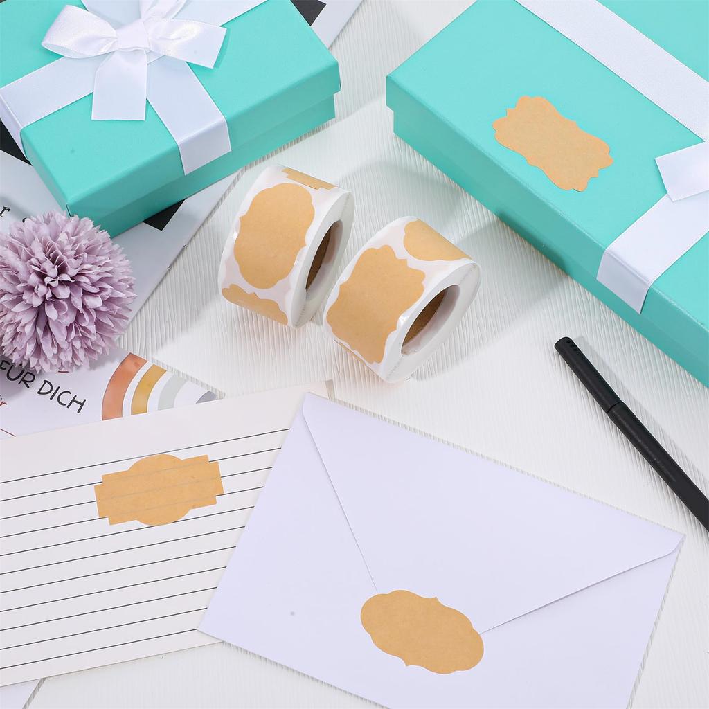 250Pcs Self-Adhesive Kraft Tags Sticker Self-Adhesive Customize Holiday Present Stickers for Jars Christmas Gift Name Tags