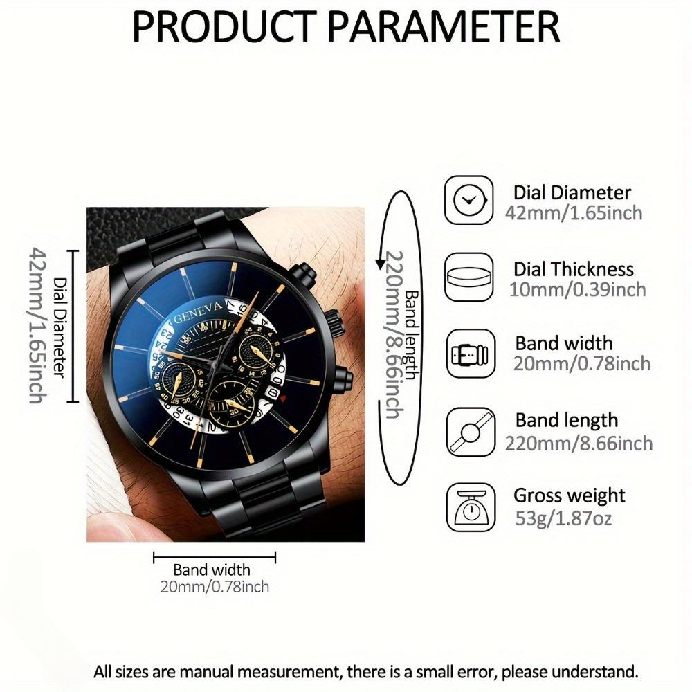3pcs/set Casual Fashion Men's Watch Set Men's Watches Business Casual Round Dial Perfect for Daily Wear Perfect Gift for Men
