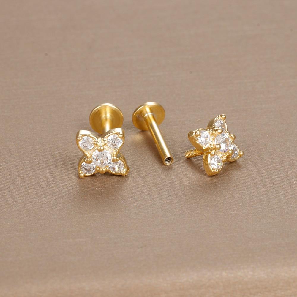 Klasyczny złoty kolor ręka ze stali nierdzewnej wąż stadniny kolczyki dla kobiet mała cyrkonia Punk Helix chrząstka Piercing biżuteria nowość