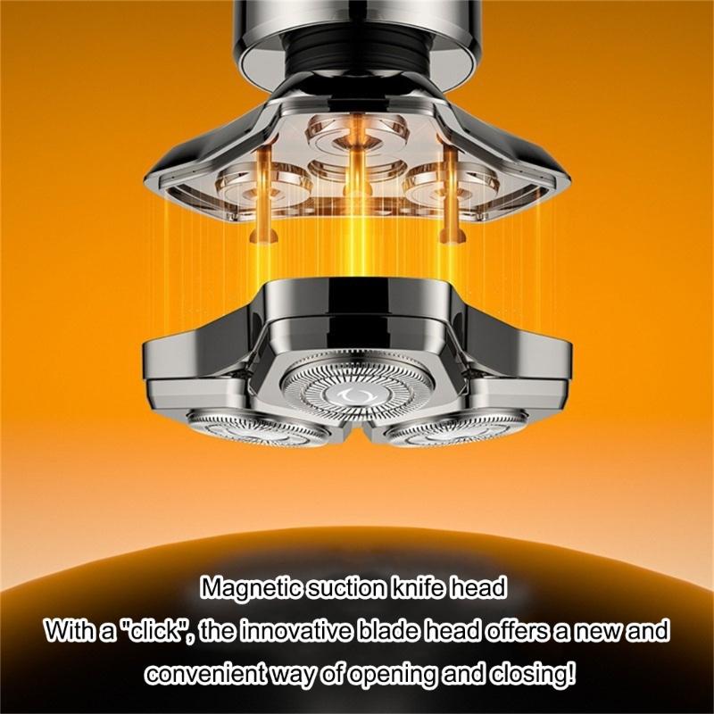 Rechargeable Rotary Shaving Machine Face Cordless Beard Trimmer Shaver Replacement Head Magnetic Electric Shaver