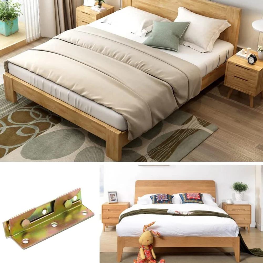 4 Sets Non-Mortise Bed Furniture Hinge Fixing Connector Rail Bracket For Insert Accessories Pendant Cabinets Countertops