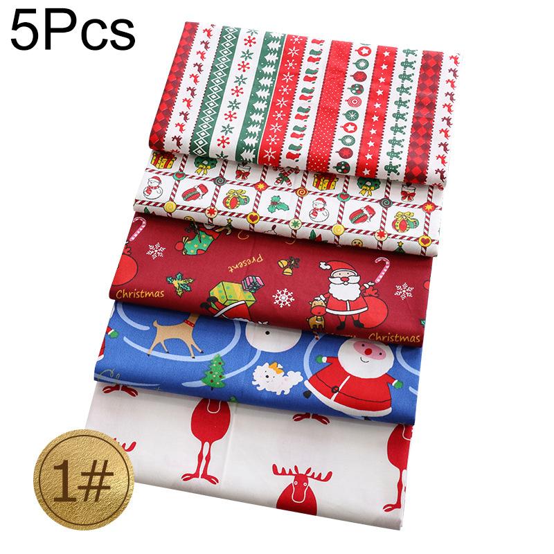 5pcs/Lot Sewing Quilting Fabrics 25x25cm Cotton Fabric Handmade Material Printed Cloth DIY Christmas Series Patchwork