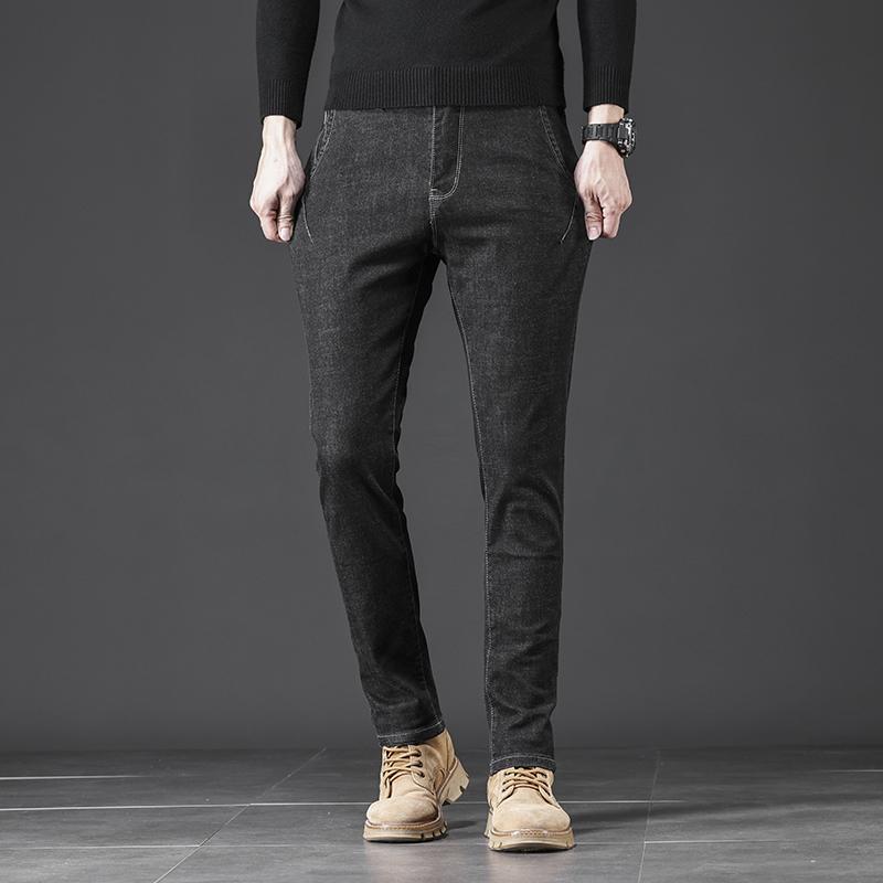 

Winter Jeans Men s Fashion Elastic Slim Fit Straight All-Matching Casual2026New Men s Long Pants 28 чёрный