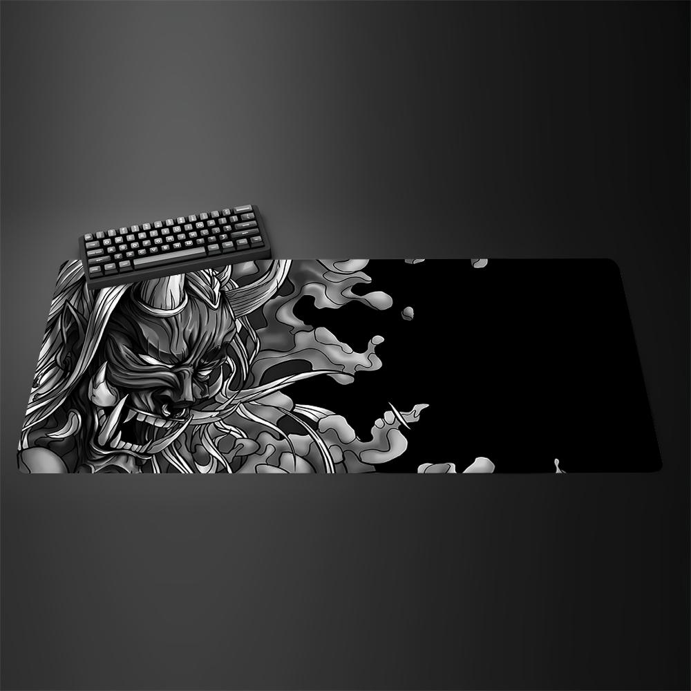 Black Ghost Face Nonslip Mouse Pad Gamer Desk Mat HD Print Japanese Samurai Devil Mask PC Gaming Accessories Computer Table Pad