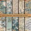 Blue Floral Retro Journal Collage Paper - 10 Sheets