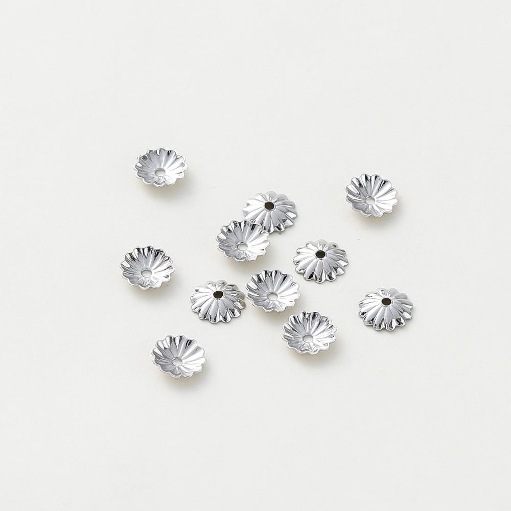 100 Stück 5/6 mm 14K/18K Vergoldetes Messing Wellenblumen Perlenkappen Endkappen für DIY Perlenarmband Schmuckherstellung Zubehör