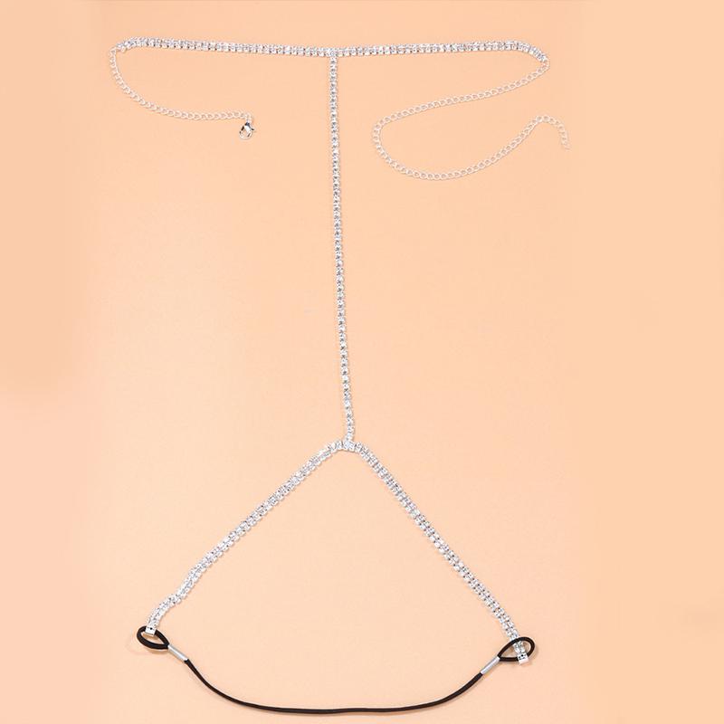 

Stonefans модная эластичная двухрядная цепочка на ногу для женщин, Клубная вечеринка, цепочка для всего тела, ювелирные изделия, бикини, простой ремень на бедро Silver Leg Chain