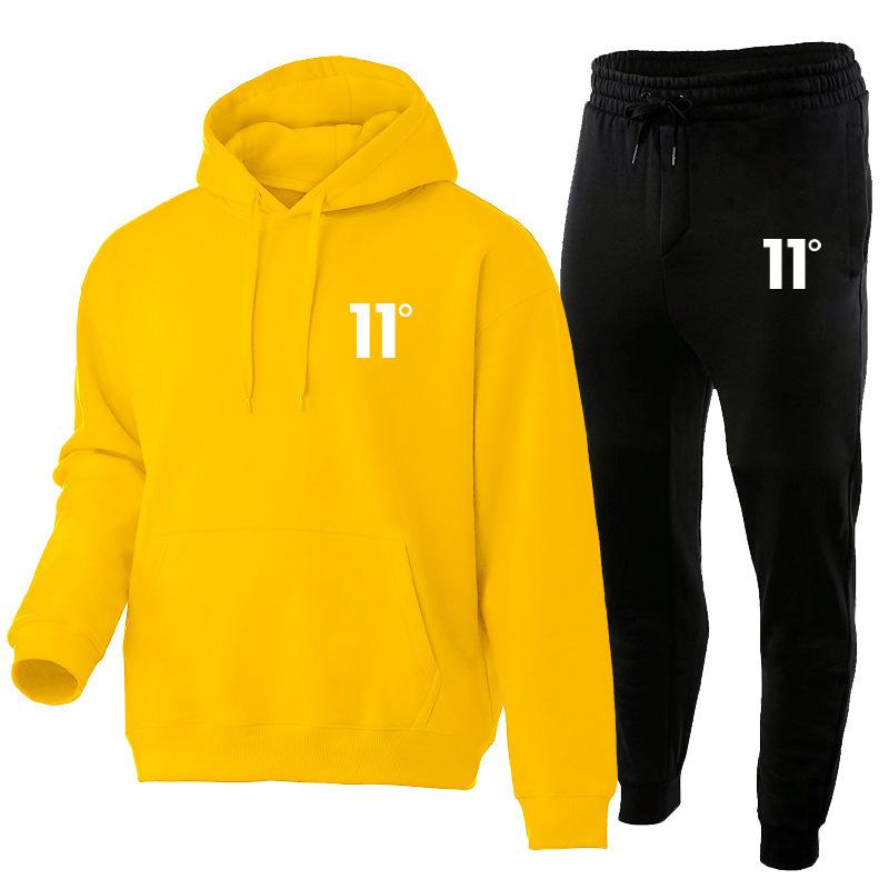 Directly from the Manufacturer Autumn and Winter Men's Casual Hooded Suit Men's Trend Fleece Sweater Sweatpants Sports Men's Two-piece Set