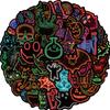 50 Cartoon Halloween Neon Doodle Stickers Personalized Decorative Guitar Notebook Suitcase DIY Waterproof