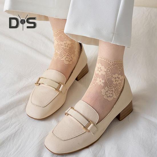 Chaussettes en Dentelle pour Femmes Chaussettes de Cheville en Dentelle Florale Transparentes en Maille Été Ultra-Fines Résille Volantées pour Adolescentes Filles