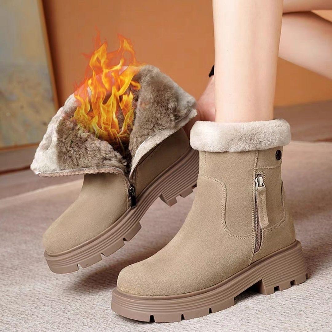 

Толстые плюшевые зимние сапоги, женские нескользящие зимние ботинки из искусственной замши, женская теплая обувь с хлопковой подкладкой, ботильоны на платформе 40 дубильная кора