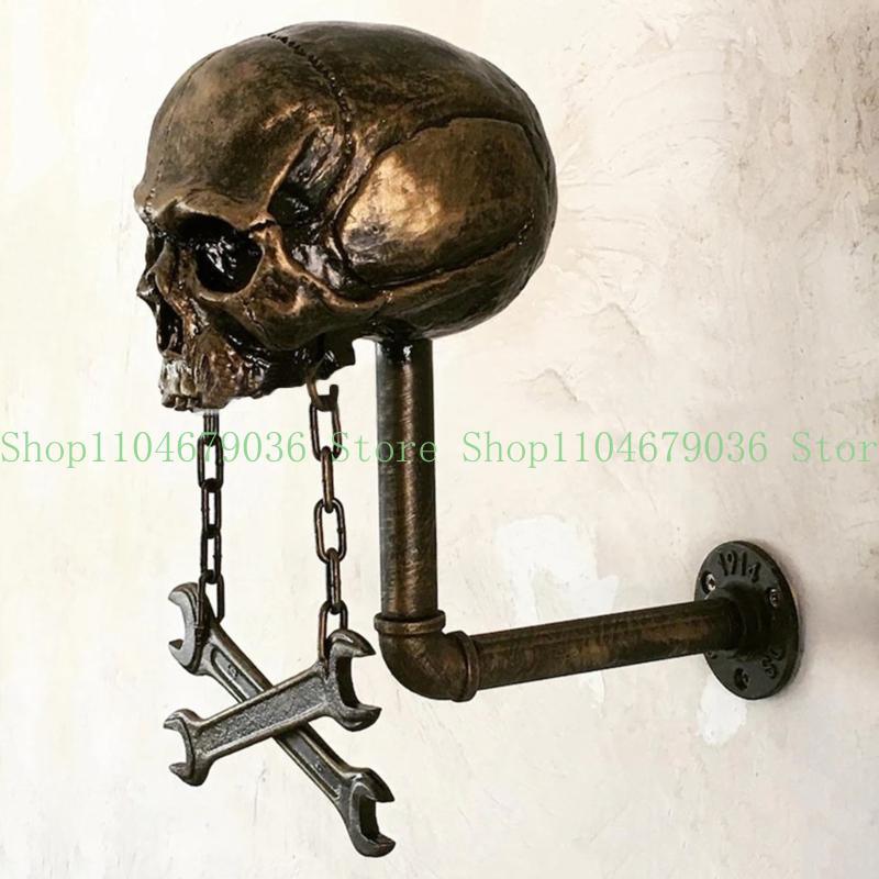 652F Motorbike Helmet Holder Wall Mount Helmet Rack Skull Helmet Stand Skull Head Holder for Coat Wall Decorations