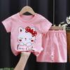 Set Children's Sweet Top Set Summer Short Sleeve T-Shirt and Shorts 2-Piece Set New Cute Cartoon Outfit