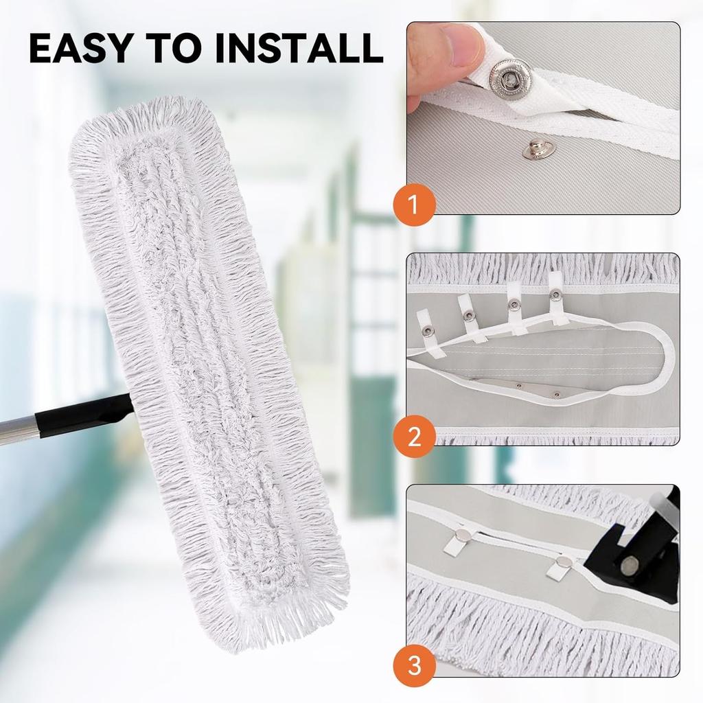 48 Inch Dust Mop Head: Replacement Medium Washable Commercial Mop Head Sweeper and Janitorial Replacement with Botton