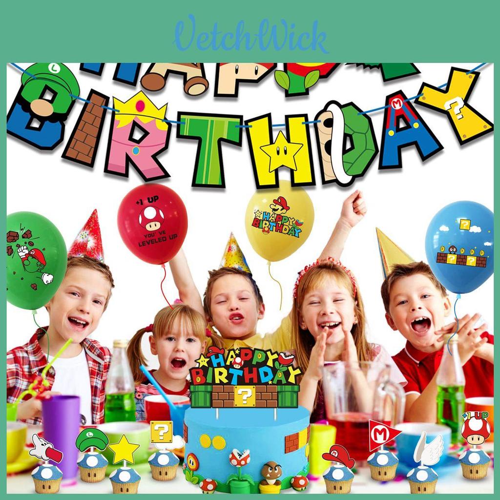 Fun Super Mario Theme Birthday Party Supplies With 20 Latex Balloons