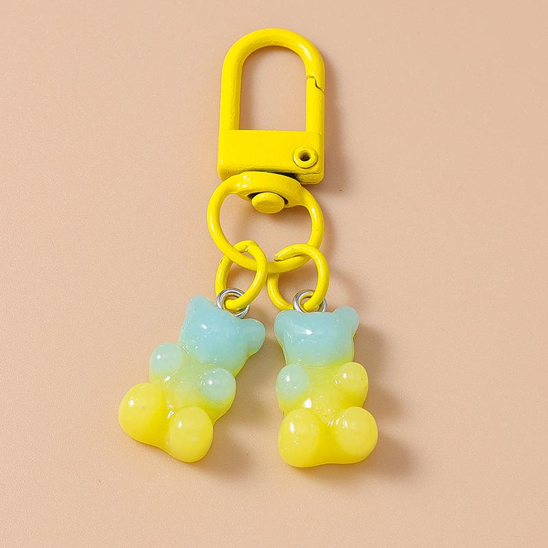 Cute Resin Candy Bear Keychain 3D Simulation Animal Key Rings for Women Girls Handbag Pendants DIY Kid's Jewelry Gifts