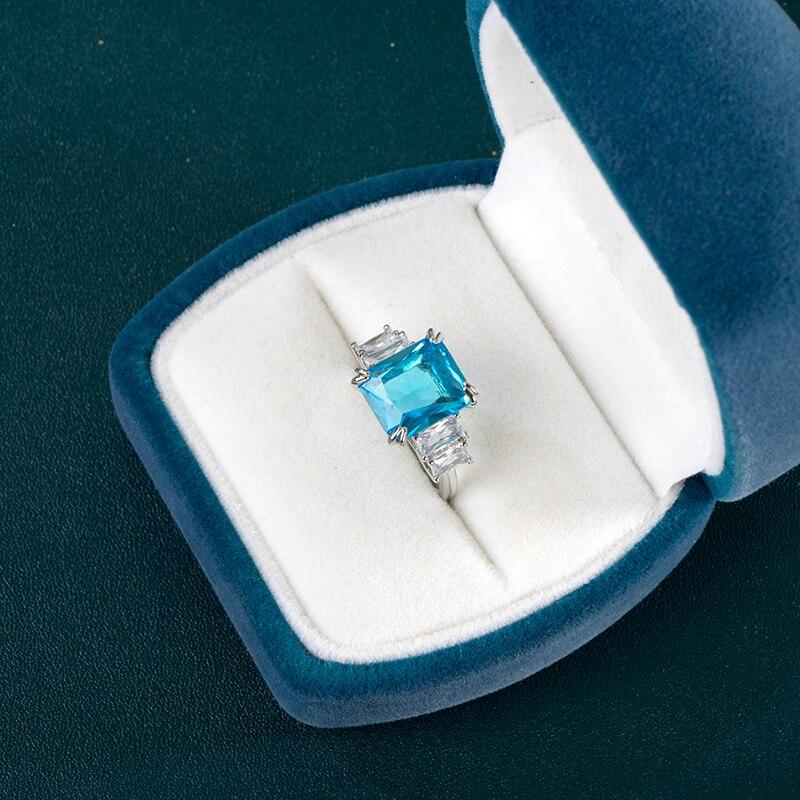 

Bella Box женское роскошное дизайнерское кольцо с прямоугольным сине-желтым драгоценным камнем 10*12 мм серебряного цвета женские аксессуары ювелирные изделия 10 синий