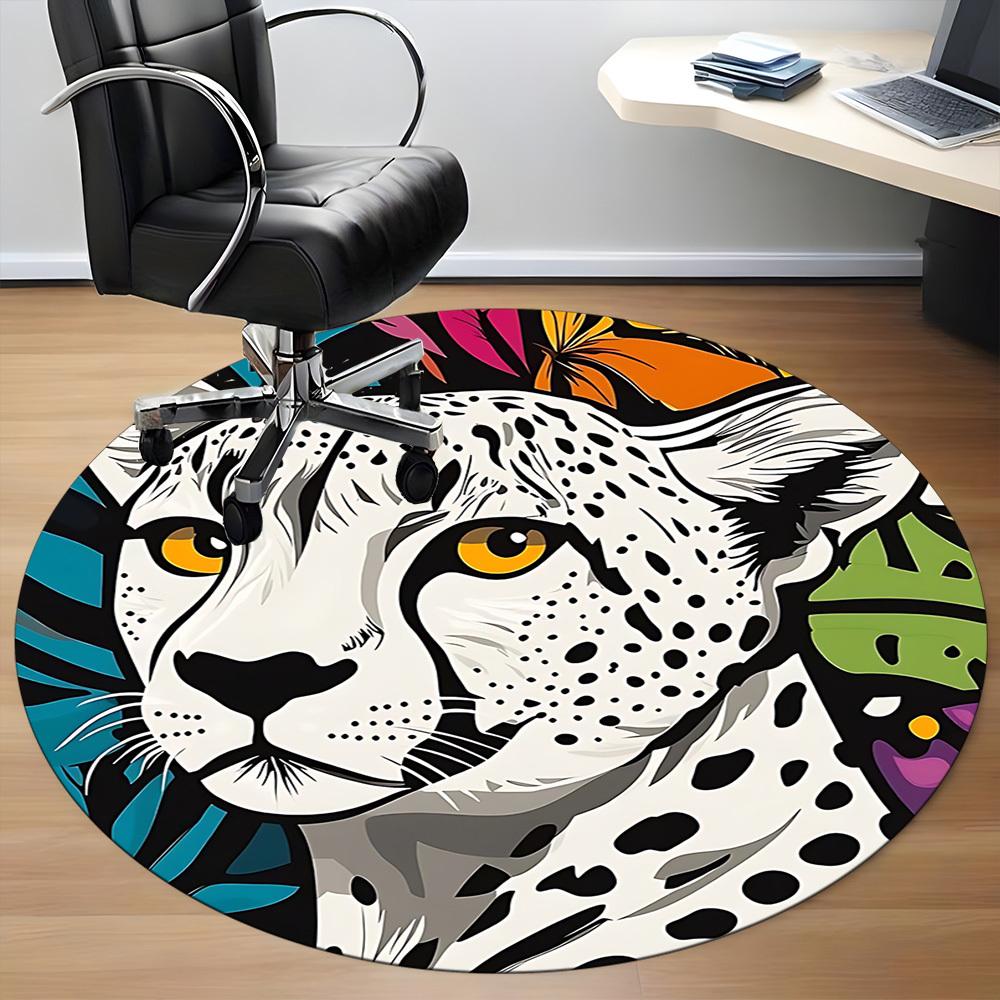 1 Stück Gepard Safari Büro Runder Teppich, Unter Bürostühlen Schlafzimmer Wohnzimmer Heimdekoration, Raumdeko, In Verschiedenen Größen Erhältlich