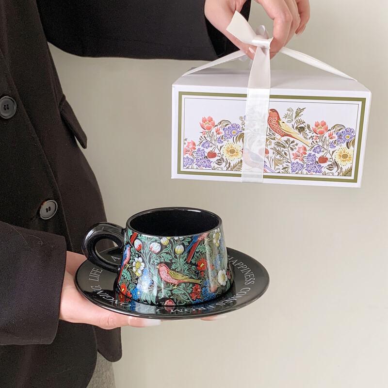 

OLOEY Vintage Flower & Bird Bone China Coffee Set