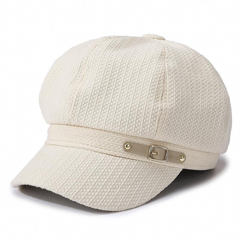 Retro Fashion Solid-Colored Octagonal Hat Outdoor Travel Leisure Versatile Beret Hat Trendy Newsboy Cap for Autumn Winter