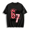 Heart Number 67 Print Kids Top Cute Bow Pattern Holiday Children's Wear Pure Cotton T-shirt