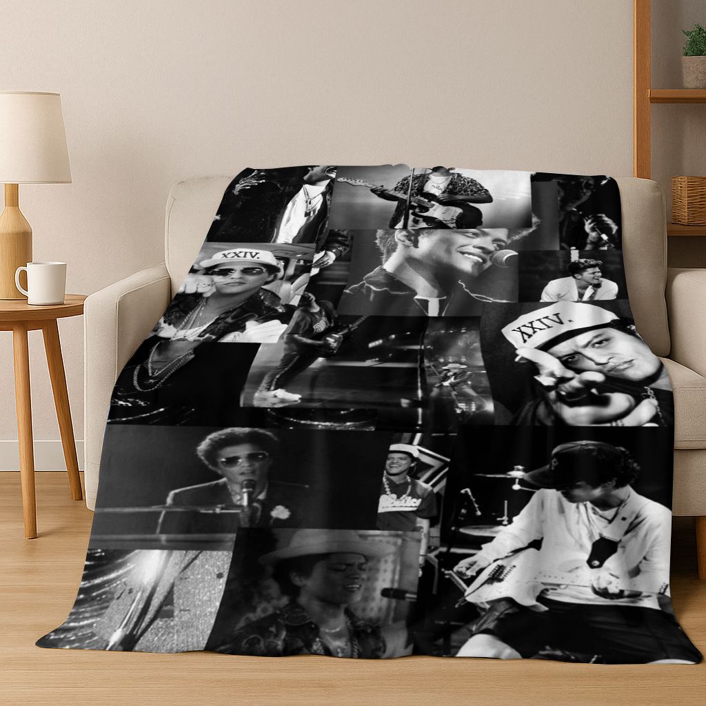 3D Bruno Mars Superstar Flanelldecke, kuschelweiche Überwurfdecke für Zuhause, Schlafzimmer, Bett, Sofa, Picknick, Büro, Geschenk für Kinder