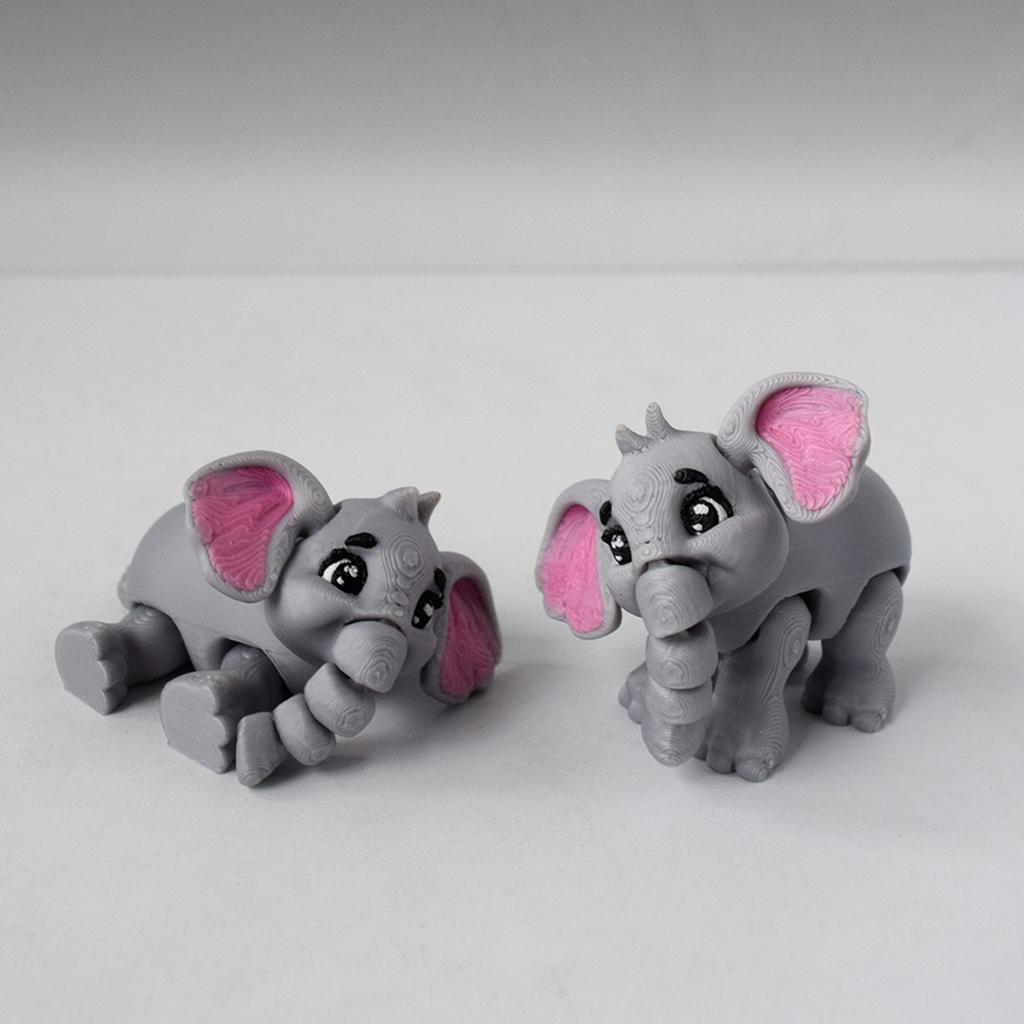Cute Grey Elephant 3D Printed Toys Joints Movable Simulation Zoo Elephant Toy Model Home Decoration Children's Souvenir Gift