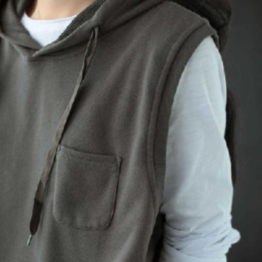 Women's Hooded Sleeveless Knit Vest Loose Fit Casual Cotton Pullover Tank Top
