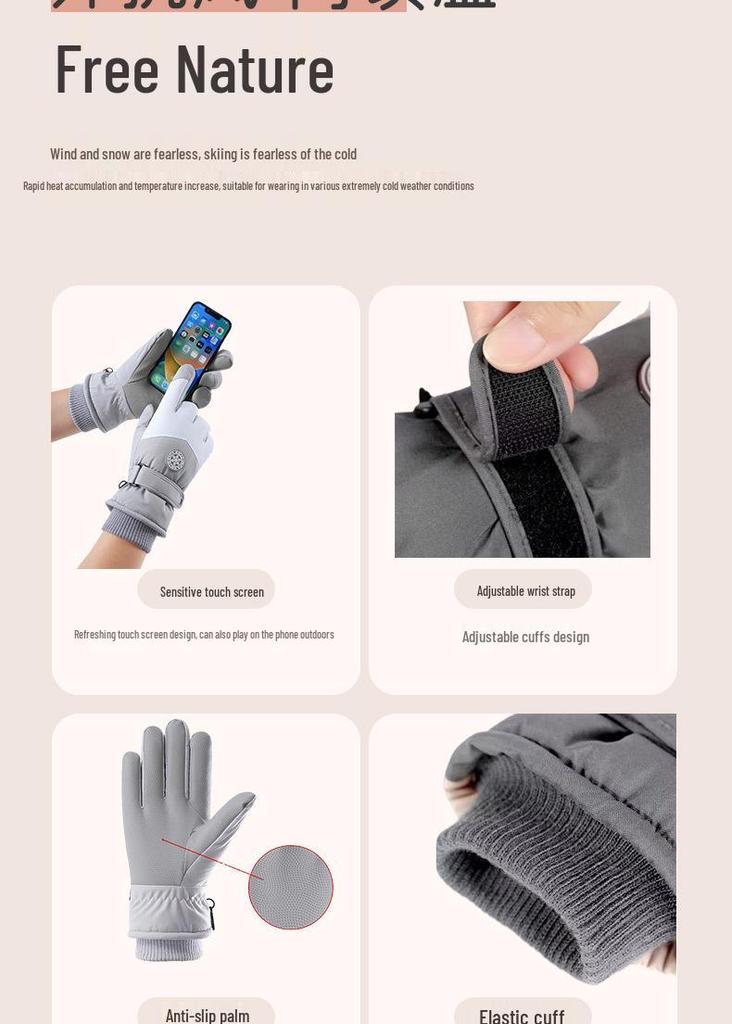 Thickened Windproof Waterproof Non-Slip Ski & Motorcycle Gloves with Velvet Warmth