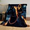 Fiery Skeleton Rider At Night Print Blanket Soft and Cozy Perfect for the Living Room Bed Sofa or a Nap,gift