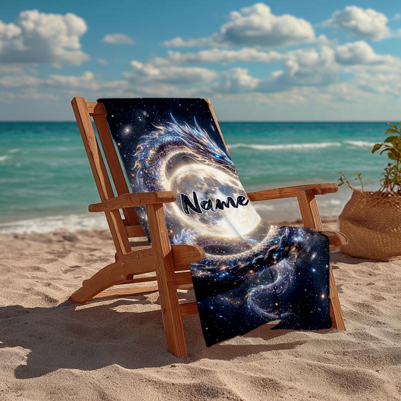 Custom Name Ultra-Soft Beach Towel with Dragon Theme,Ideal for Pool - Camping, Diving - Perfect Travel Essential, Vibrant Beach Towel.
