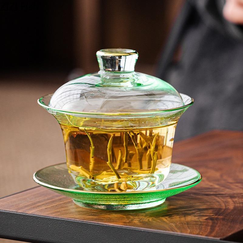 BRGold Plating Crystal Glass Tea Bowl Tea Cup HomeHandmade Crystal Glass Teacup Teabowl Thickened Kung Fu Tea Set Ceremony GiftEY