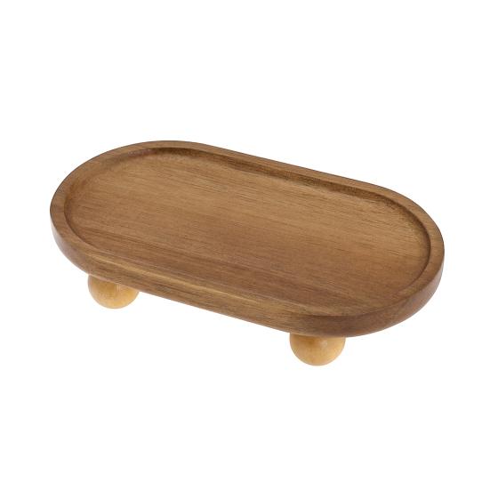 Wooden Display Tray Small Riser Pedestal Stand Rustic Elevated Tray Wooden Riser for Jewelry Perfumes Candles Plants Farmhouse Tabletop Decor