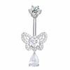 Zircon Belly Button Rings Stainless Steel Butterfly Heart Navel Piercing Shiny  Belly Ring For Women Body Jewelry