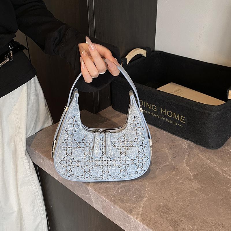 Summer New Women's Bags Fashionable Denim Underarm Bags Portable Shoulder Bags Fashionable