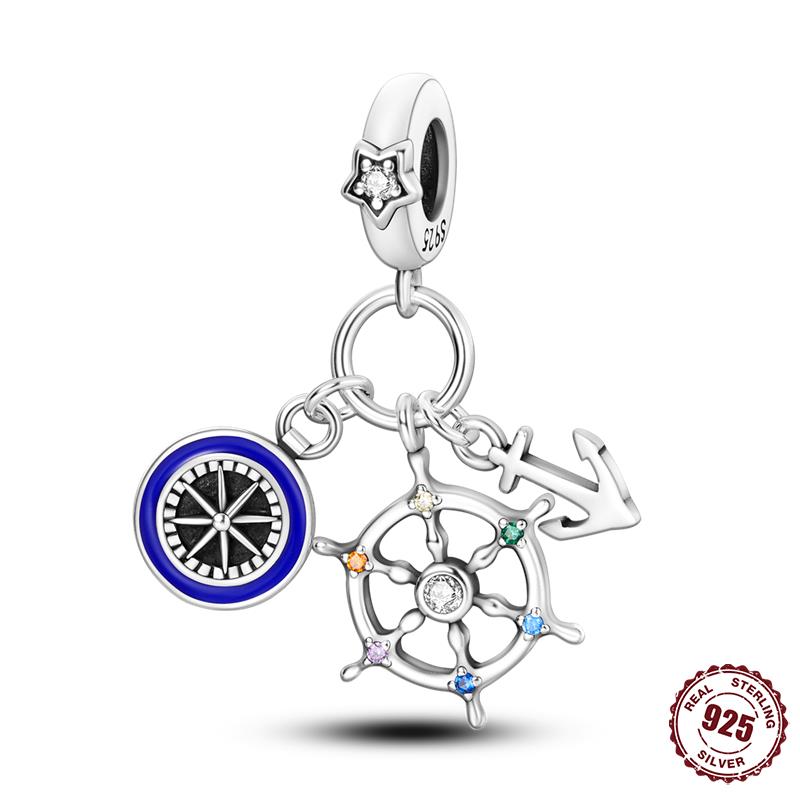 Panpoki 33 Style Copper Charms Travel Series Pendant Beads Fit Fine Bracelets & Bangles Diy Women Jewelry