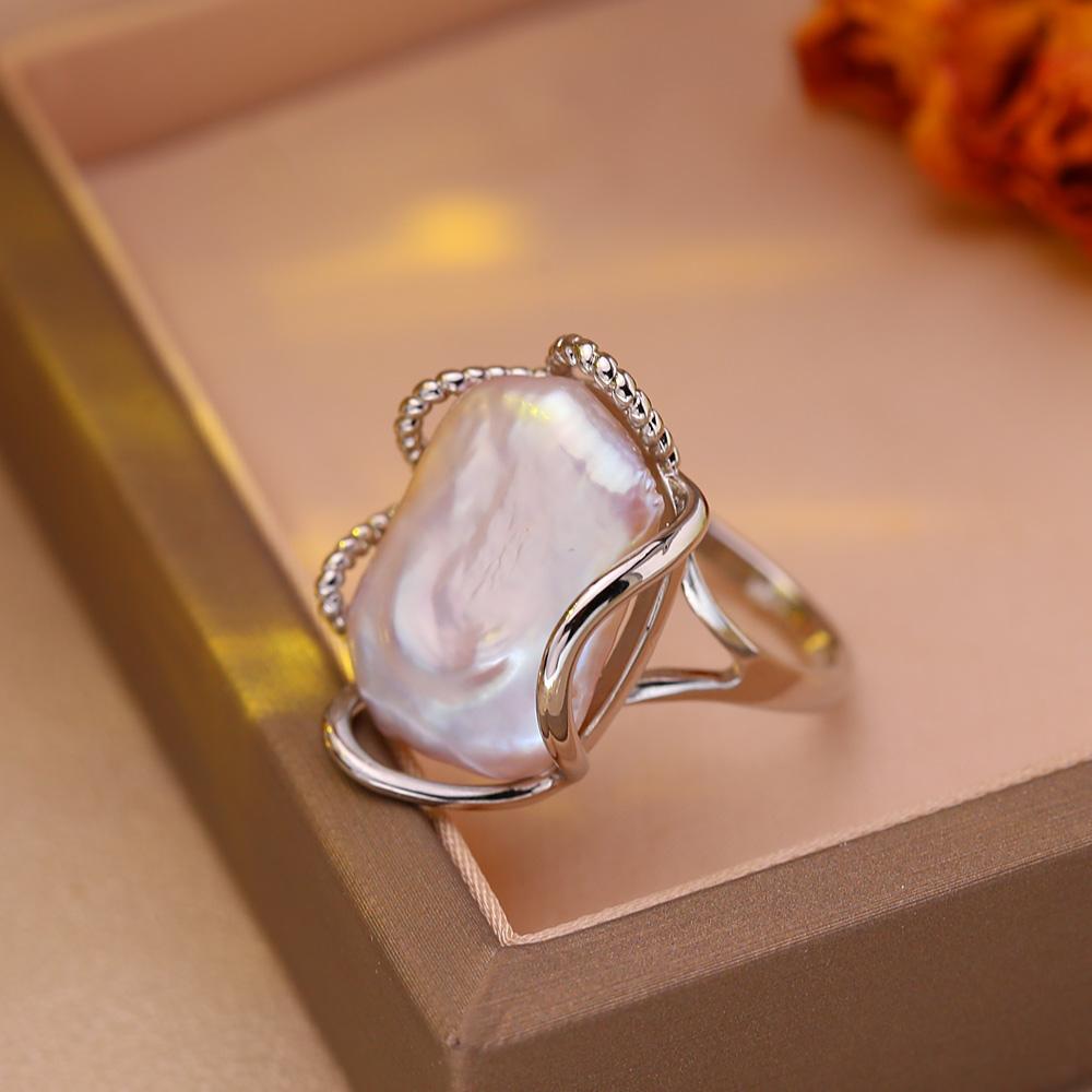 SENIKO 12-16mm Natürliche Süßwasser Perle Ringe Für Frauen Mode Weibliche Zirkonia CZ Ring Perle Schmuck Einstellbare ring