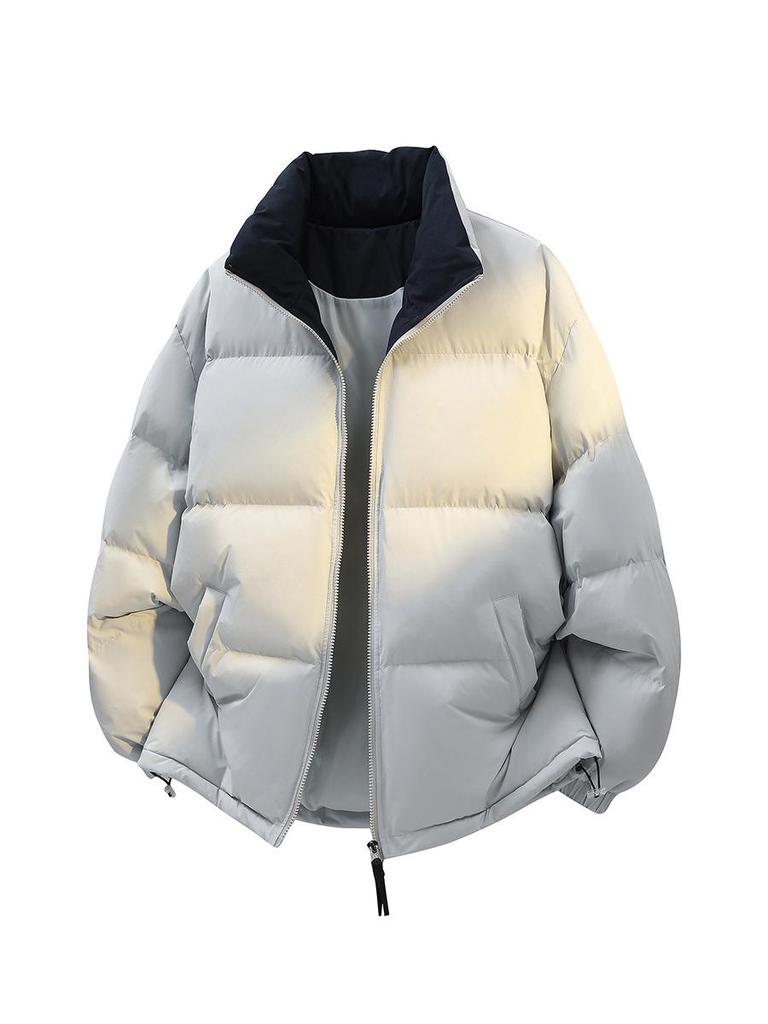 2025 Winter Unisex Trendy Color Block Stand Collar Puffer Jacket for Teens & Couples