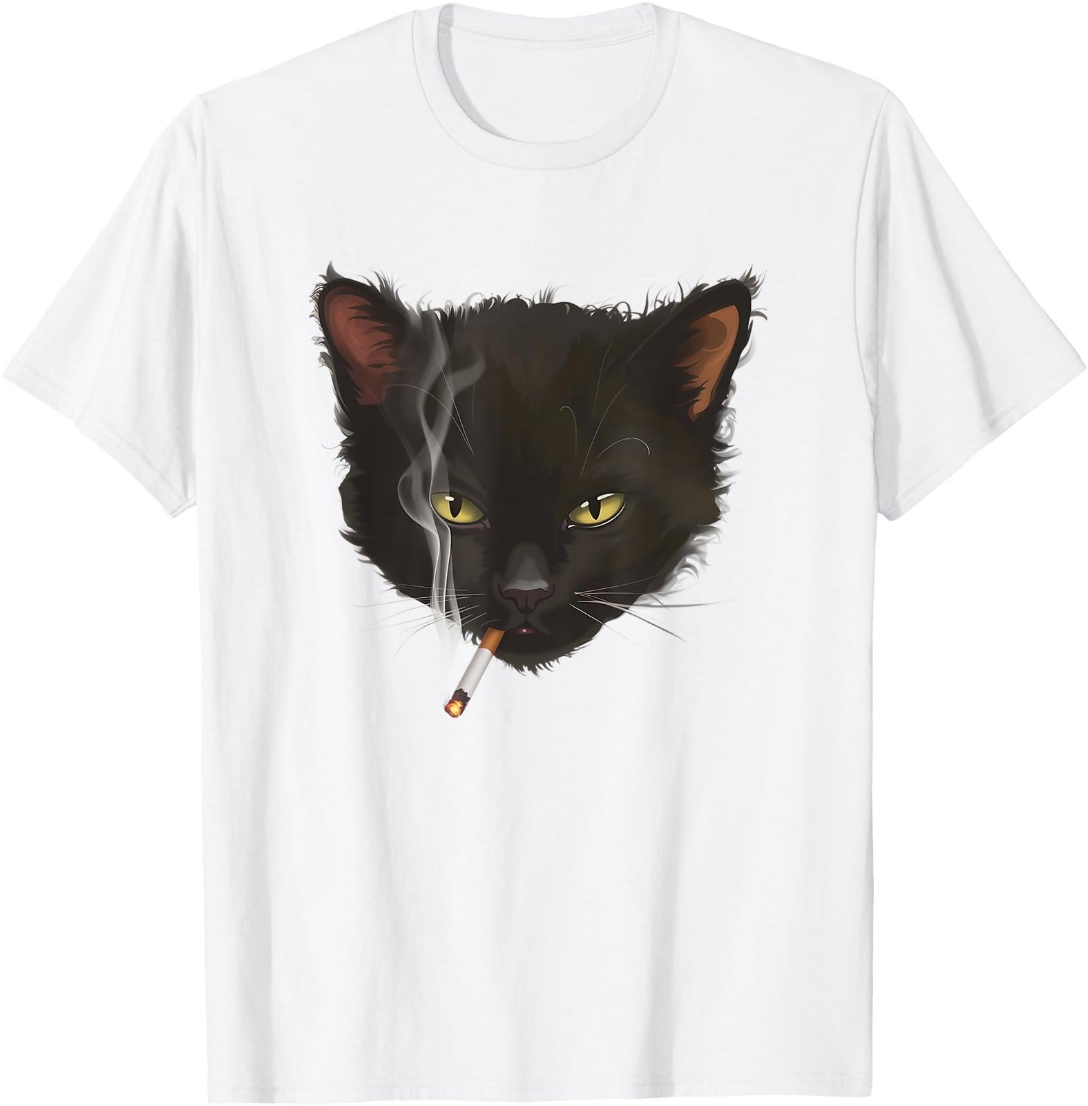 Funny Smoking Cat TShirt Funny Meme TShirt Best Gift Woman Man Summer Cotton Streetwear Graphic T Shirts Ropa Hombre Fashion S