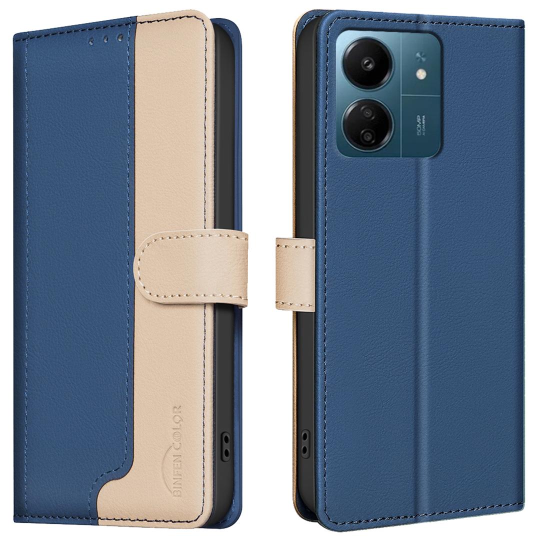 

BINFEN COLOR BF33 Чехол для Xiaomi Poco M6 5G/Redmi 13R 5G/13C 5G/13C 4G/Poco C65 4G Кожаный чехол Blue