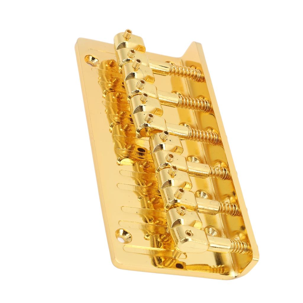 Bass Bridge Zinc Alloy Fixed Type 6 String Electric Bass Bridge Replacement for Practice Gold