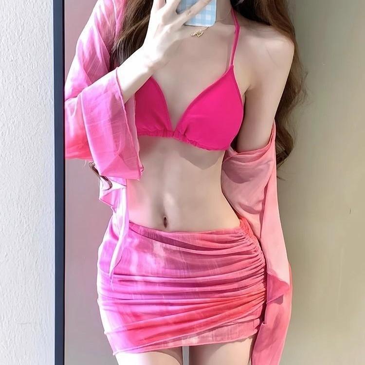 Split Skirt Bikini Swimsuit Sexy Waist Korean Ins Style Fashionable Four-piece Hot Suit S
