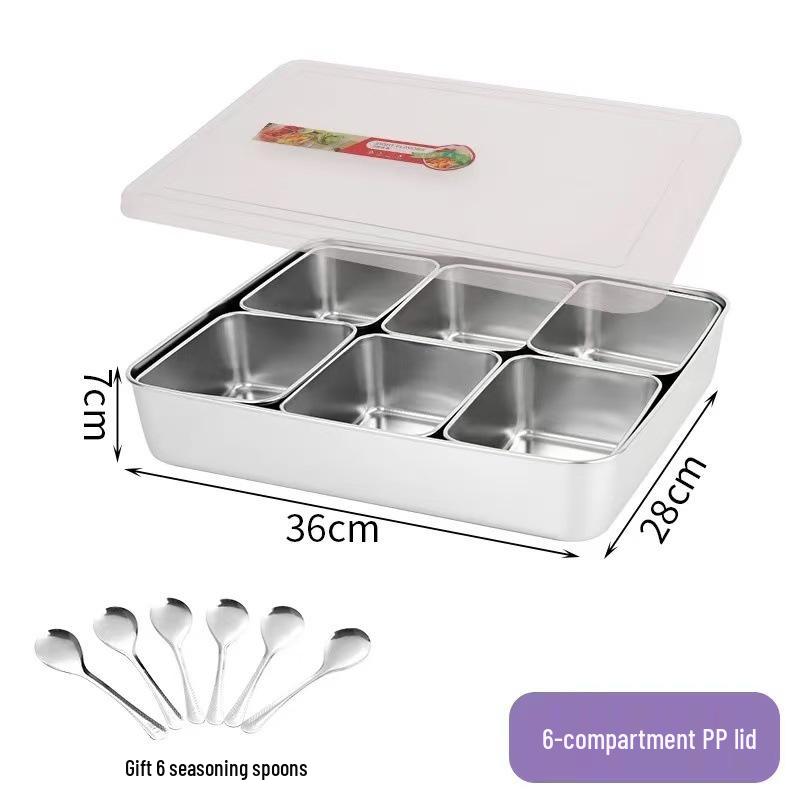 Stainless Steel Multi-Compartment Seasoning and Toppings Box for Commercial Use