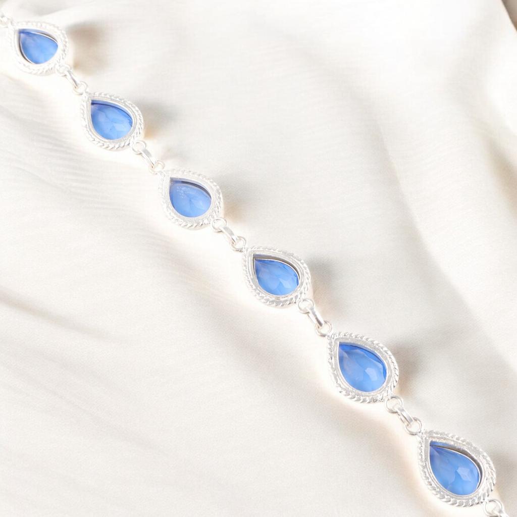 Tanzanite Gemstone 925 Sterling Silver Handcrafted Bracelet Jewelry Gift For Her RB-15-4