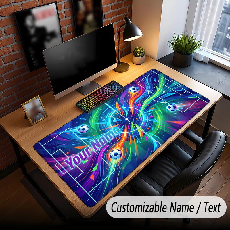 Soccer Theme Custom Mouse Pad Personalized With Name Text Customized Desk Mat For Office Home Decor