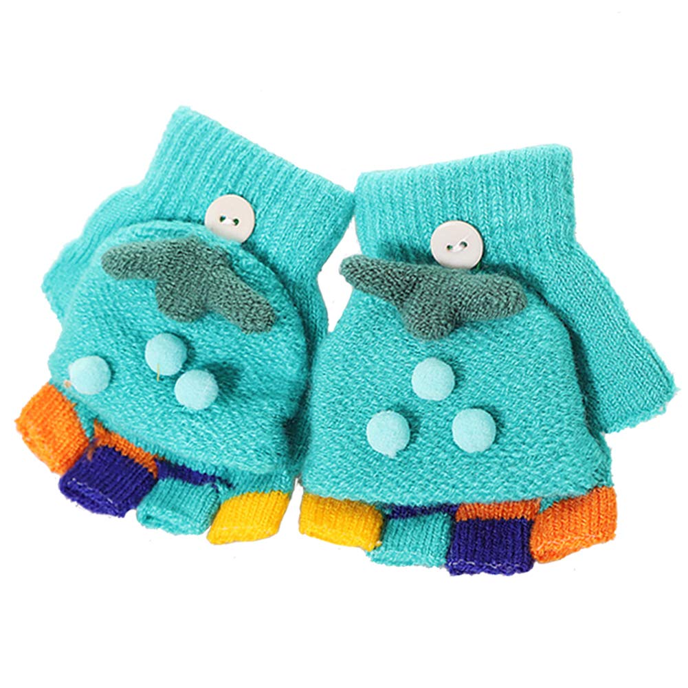 eigenn Knit Gloves for Boys and with Mitten Fingerless and Warm and Warm for Snow and More Kids' Babies, Girls, Covers, Half-Finger, Play, School,